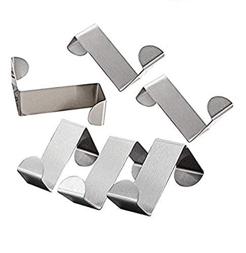 SYGA Stainless Steel Hook, 5 Cm X 2.5 Cm, Large, Silver, Set of 6