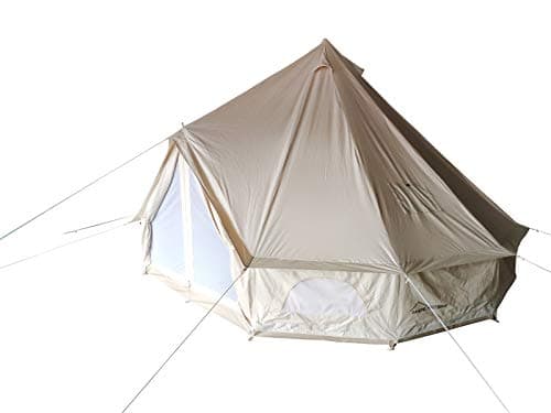 DANCHEL OUTDOOR Double Wall Full Mesh Cotton Canvas Spacious Bell Tents with Top Fiberglass Stove Jacket,16.4ft