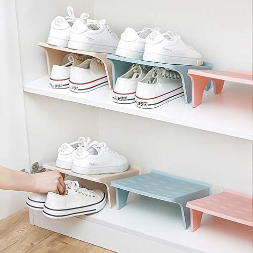 NYALKARAN Shoe Organizer Stand Space Saver Shoe Storage Rack Double Layer Free Standing Shoe Slipper Stacker Shelf (Pack of 10)