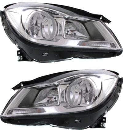 Garage-Pro Headlights Driver Passenger Side Headlight Assembly For Mercedes Benz C250 2012-2014, C300 Halogen With Bulb(s) Sedan, Replaces# 2048205459 2048205359