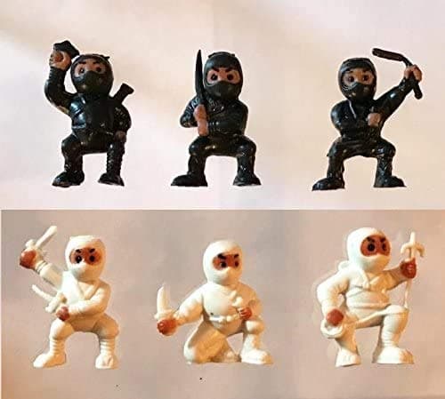 40 Black & White Mini Karate Ninjas Warriors Fighters Figures Cupcake Cake Toppers Ninja Kung Fu Guys Martial Arts Men Lot Party Favors