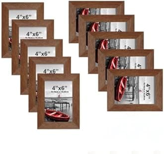 Art Street Set of 10 Individual Wall Photo Frame Brown 4x6 Inches, Picture Frames for Home and Office decoration.