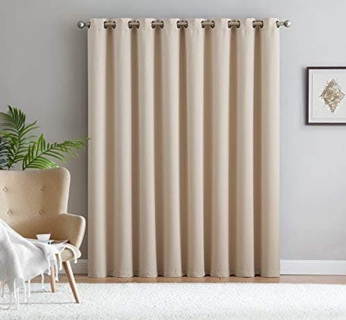 LINENZONE Beige Ivory Patio Curtain for Sliding Doors. Extra Wide Curtains for Patio Doors or Balcony (Nicole 102 x 84 Ivory)