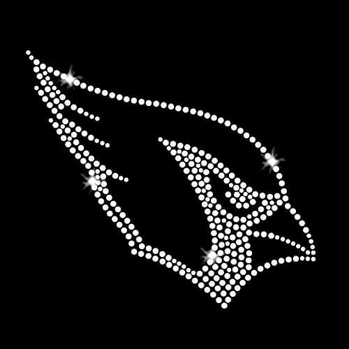 Cardinal Blue Jay Head Sparkly Bling Iron On Rhinestone Crystal T-Shirt Transfer by JCS Rhinestones