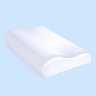 HOMBYS Satin Pillow Case for Contoured Support - Zippered Pillow Cover for Neck - Silky, Smooth and Breathable, 20"x12.5"x4", Pure White