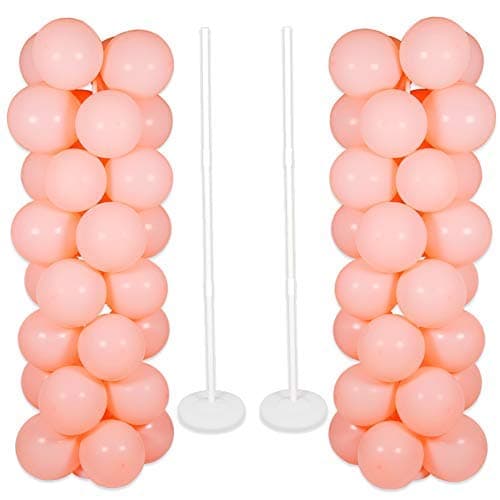 YANGMILYThicken Adjustable Column Stand Kit Base and Pole Balloon Tower Decorations for Baby Shower Wedding Party (Set of 2)