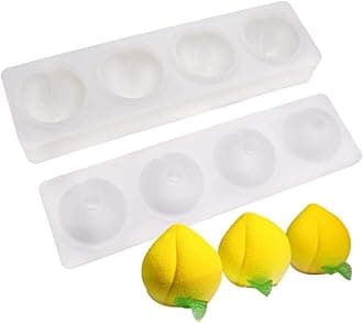 Silicone Mold Dessert Silicone Cake Mold For Baking Fondant Mould Fruit Shape Sugar Candy Jelly Bakeware Chocolates Mould (2PCS Peach L_14.4x3.6x1.92 inch)