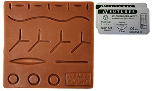 Suturing Training Small Brown Small (Suturing Pad & 2X 4-0 Nylons)