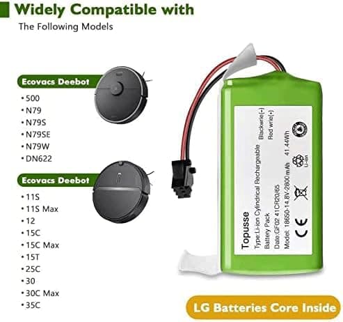 14.4V 4000mAh Rechargeable Lithium Battery Replacement for Ecovacs Deebot N79, N79S, DN621, DN622, Eufy RoboVac 11, 11S, 11S MAX, 15T, 30, 30C Max, 15C, 15C MAX, 12, 35C