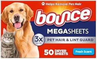 バウンスドライヤーシート - ペットの毛&糸くずガード - メガシート - フレッシュな香り - 1箱あたり50枚