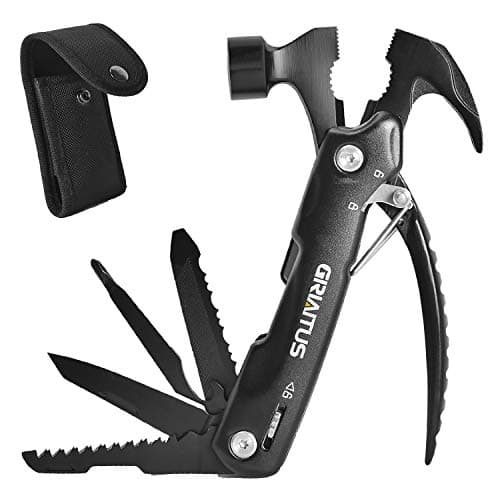 13 in 1 Camping Multitool Gifts for Men, Emergency Escape Car Safety Hammer, Portable Stainless Steel Mini Multi Tool for Military Camping Travel Family