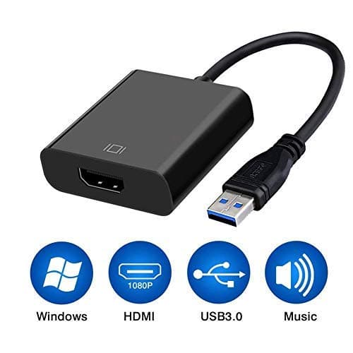 USB to HDMI Adapter, USB 3.0 to HDMI 1080P Video Graphics Cable Converter with Audio Output for Multiple Monitors, Compatible with Win 7/8/10 [NO MAC/Linux/Vista]