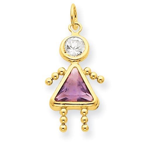 14k Birthstone Girl Charm June