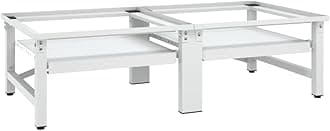 vidaXLWhite Steel Pedestal for Washing and Drying Machines with Adjustable Feet and Pull-Out Shelves