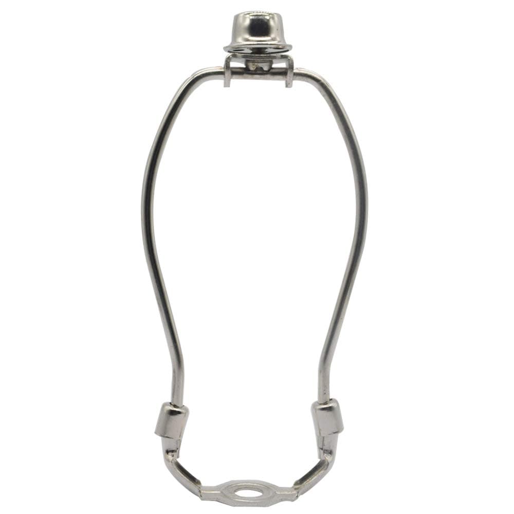 Lamp Shade Harp Holder,Silver Lamp Harp Fits E26 Light Saddle Base Adapter,Nickel Color Pipe Fitter Adapter Finial Set,Adapted All Styles of Lamp Shade,Table and Floor Lamps (6 Inch)