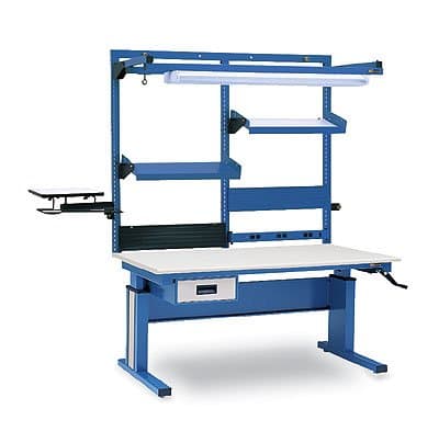 Hydraulic hand crank workstation, accepts 60"W accessories