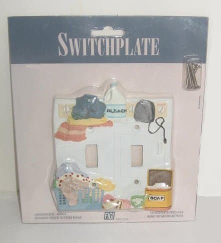 Laundry Room Double Switch Plate Cover - Washer Dryer Iron Soap & Clothes