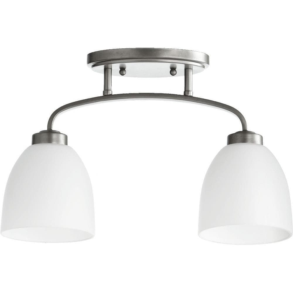 Quorum International 3260-2-64 I Reyes Collection Two Light Bathroom Flush Mount I Classic Nickel Finish I Modern Contemporary Light Fixture I LED Compatible I