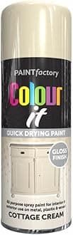 3x Cottage Cream Gloss All Purpose Aerosol Spray Paint 400ml Quick Drying Spray, Fast Dry and Excellent Coverage for Metal, Wood, Plastic and More by Diva Gift