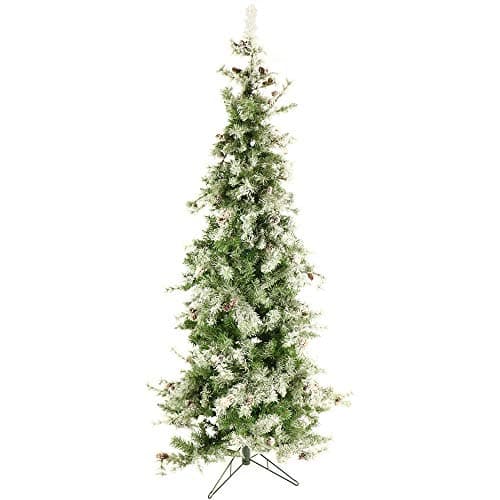 Sponsored Ad - 9-Ft. Buffalo Fir Slim Artificial Christmas Tree with White Incandescent Smart Lights, Prelit Foldable Fake Tree with Realistic Snowy Foliage and Pinecones for Home Decoration