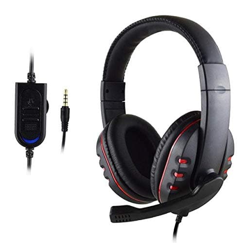 New PC Gaming Headset Voice Control Wired HI-FI Sound Quality for PS4 Black+Red Computer Gaming Headphone for PC (Black)