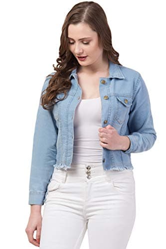 FUNDAY FASHION Full Sleeve Blue Solid Women's Denim Jacket