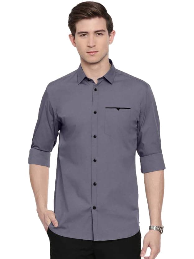 CB-COLEBROOKColebrook Men's Solid Relaxed Fit Cotton Shirt | Casual | Plain | Full Sleeve | Stylish Mens Shirt | Summer-Regular Fit Shirt Spread Collar with Pocket & Full Sleeves