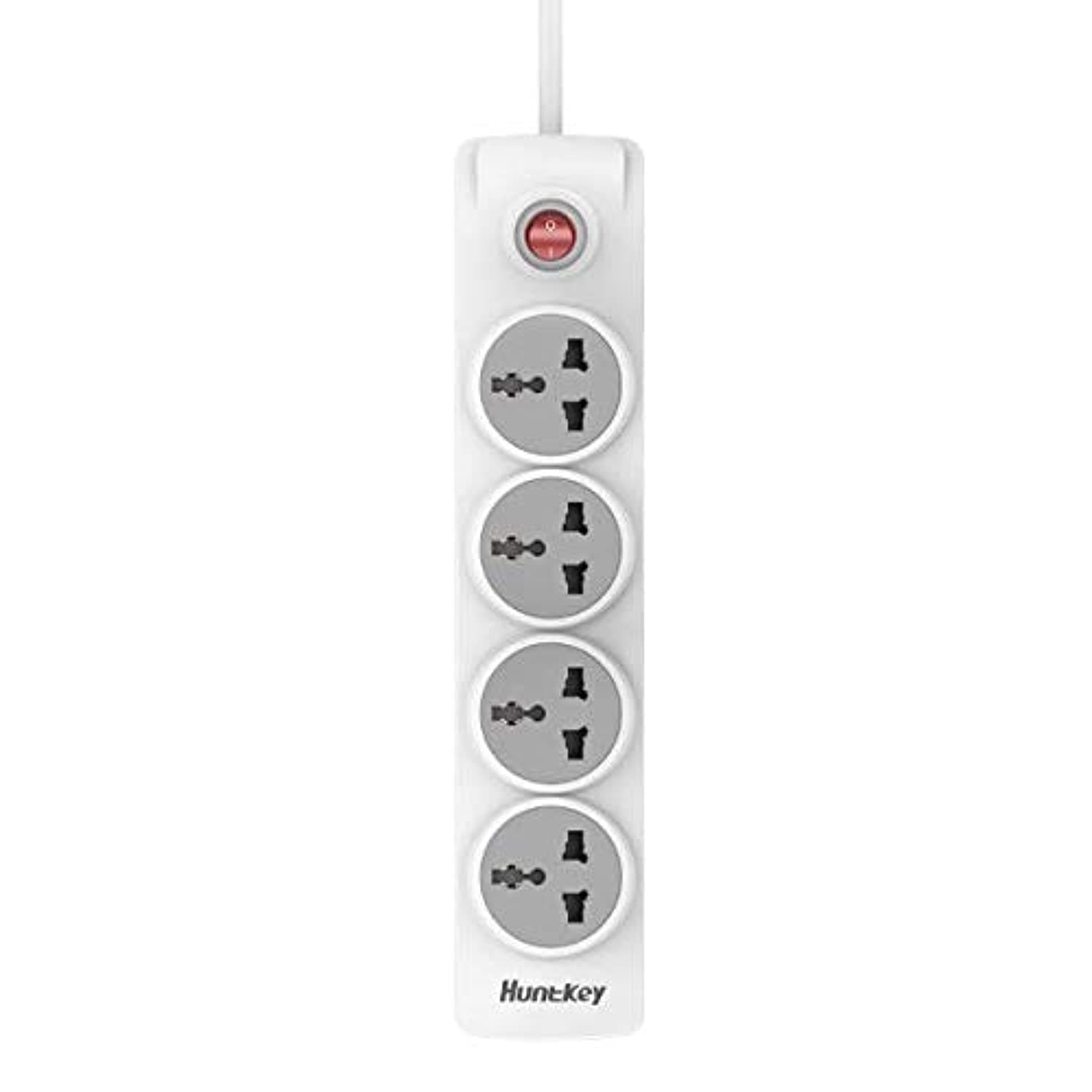Power Extension, Smart Surge Protector Power Strip With 4 Outlets And Safety Switch With 1.8M Extension Cord, Child Protection Charging Station For All Ac Socket, White - Szn 401