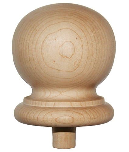 Staircase Round Finial Newel Post Cap, Maple Wood (3.25" D x 3.5" H) FN-0103