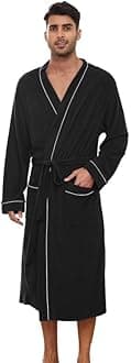 U2SKIIN Mens Bathrobes 100% Cotton Terry Cloth Robe, Soft Lightweight Long Spa Bathrobe for Men