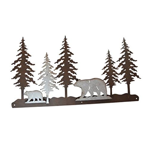 Pine Ridge 3-D Bear Scene Metal Wall Art - Western Decorative Heavy Duty Wall Hanging Display for Home, Kitchen, Toilet and Bathroom