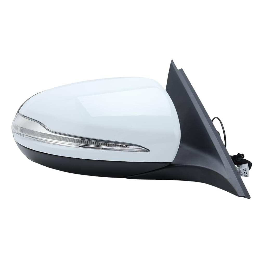 W205 Side Mirror for 2015-2021 Mercedes Benz C Class C180 C260 C300,Mercedes Passenger Side Door Mirror with Electrical Folding/Blind Spot/Heated/LED Turning Signal Light/Memory/Puddle Lights (White)