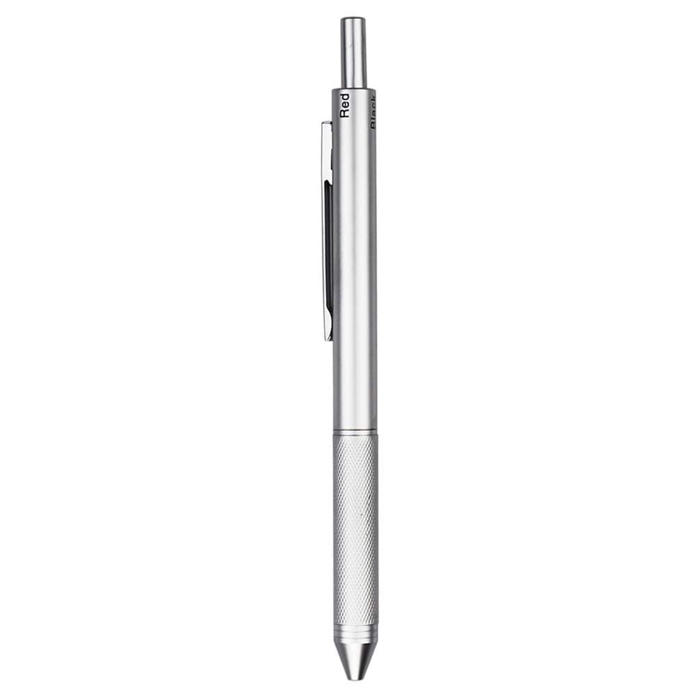 TSML 4-in-1 Multicolor pen - Metal Cased Multifunction Pen - Black Ball Pen, Blue Ball Pen, Red Ball Pen and 0.5mm Mechanical Pencil (Silver)