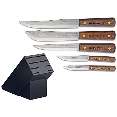 Old Hickory 5 Pieces Kitchen Knife Set with Black Wood Block
