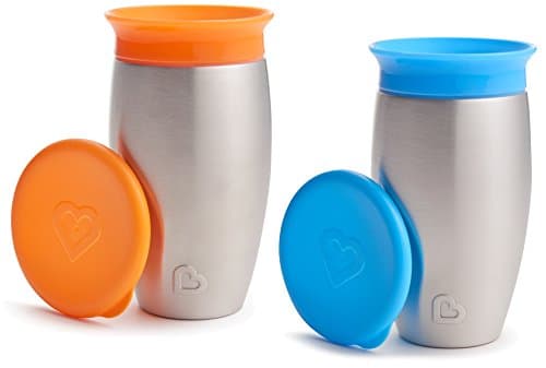 Munchkin 2 Pack Miracle 360 No Spill Sippy Cup, 10 Ounce, Orange/Blue
