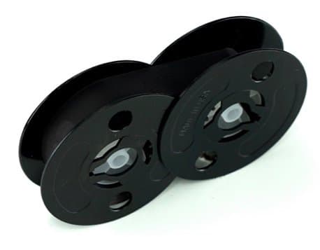 NEW UNIVERSAL BLACK CLOTH TYPEWRITER RIBBON, TWIN SPOOL 1/2' X 10 YARDS; GRC T2-77, SUPERIOR REPLACEMENT. (GRC T2-77B)