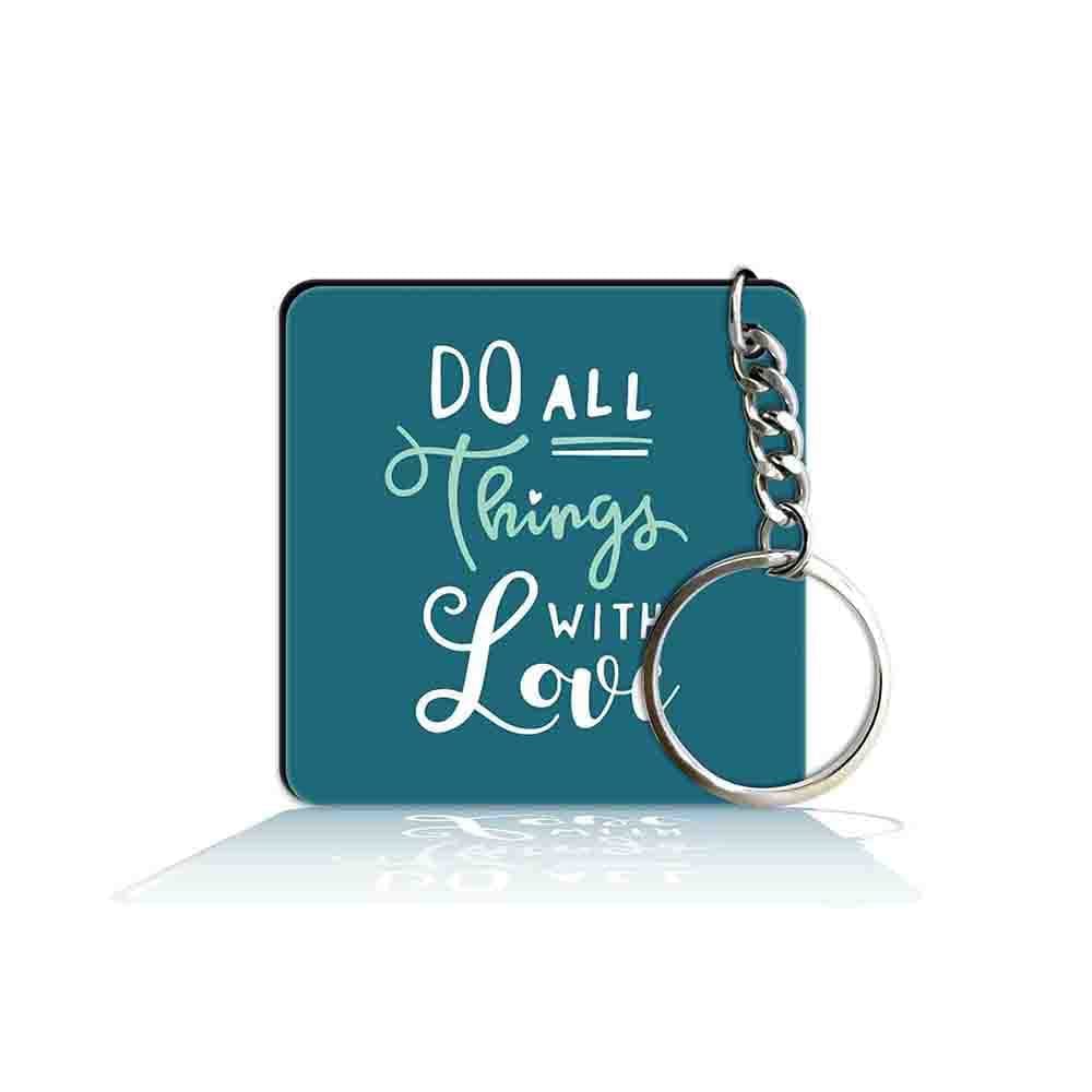 Party Gift Printed Square Keyring Keychain for Bag Wallet Purse Bike Car Cycle Lock Key House Keys D180-5175 (2x2inches)