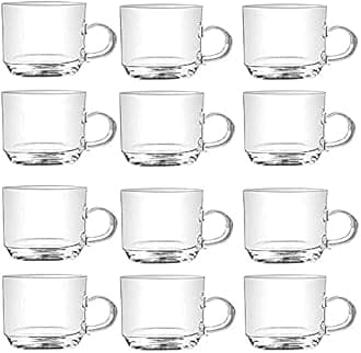 Glass Tea and Coffee Cup,Iced and Green Tea Cups [210 ML][12 PIS]