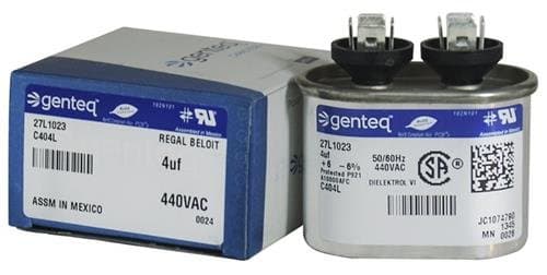 Genteq - 4 uF MFD x 370 VAC GE Industrial Replacement Capacitor Oval # C304L/27L571