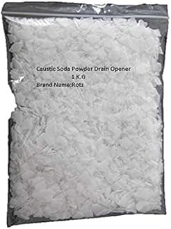 Rotz® Drain Cleaner Chemical Powder (Dry Powder) to Clear Clogged Drains, Sinks and Pipes (900 Grams) caustic soda, sodium hydroxide,lye,drain cleaner,Soap making,chimney cleaner,pipes opener and iron cleaner multipurpose