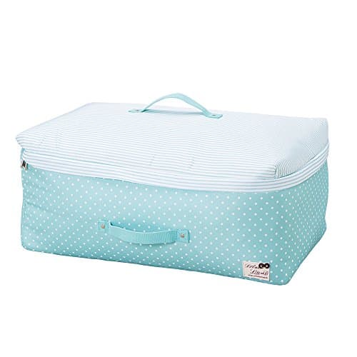 Sivin Clothes Storage Bag Foldable Closet Organizer Bag For Bedding, Quilt, Blanket, Pillows, Towel With Zipper And Handles (Dot Sky, M(56×32×24cm 43.0L))