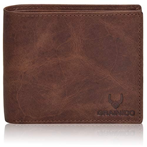 VALENCHI Men's Bifold Handmade Leather Wallet With Rfid Secure-With 4 Credit Card Slots+1 Id Slot And 2 Note Pockets (Brown Crazy Horse)