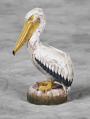 White Pelican Statue on Post Coastal Decor 6+inches Tall