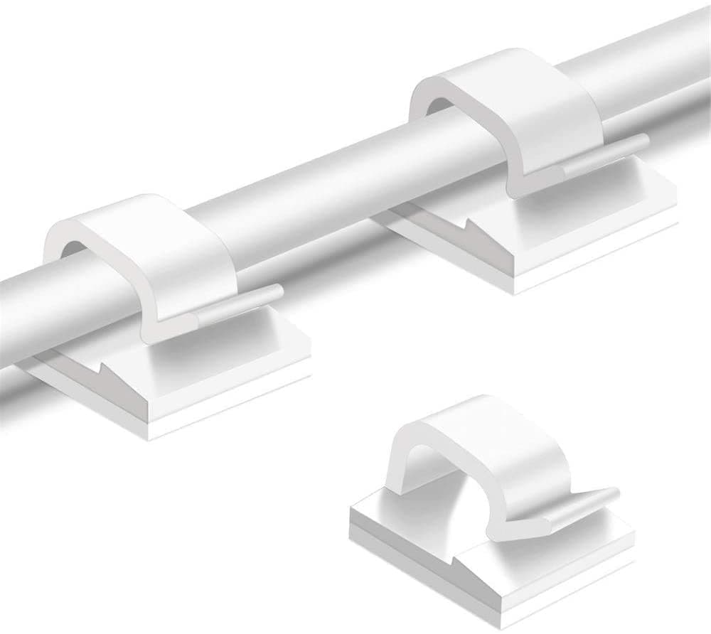 WIIBROOK 50pcs White Cable Clips, Adhesive Cable Organizer Cord Holder, 0.56 ...