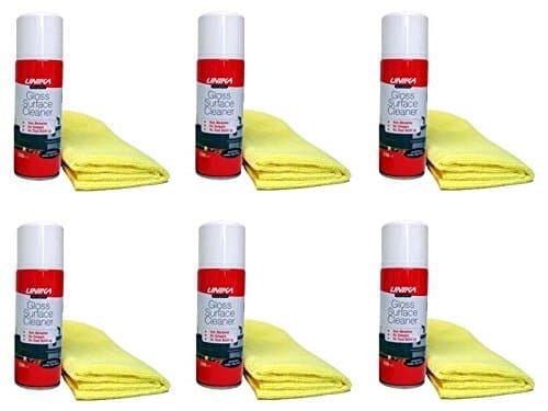6 tins of Unika Anti-Static Gloss Surface Cleaner & Microfibre Cloth 200ml