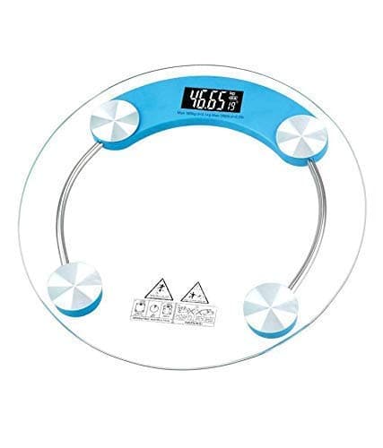 Harikrishnavilla Electronic 8 mm Round Thick Tempered Glass and LCD Display Digital Personal Bathroom Health Body Weight Weighing Scale (White, Medium)