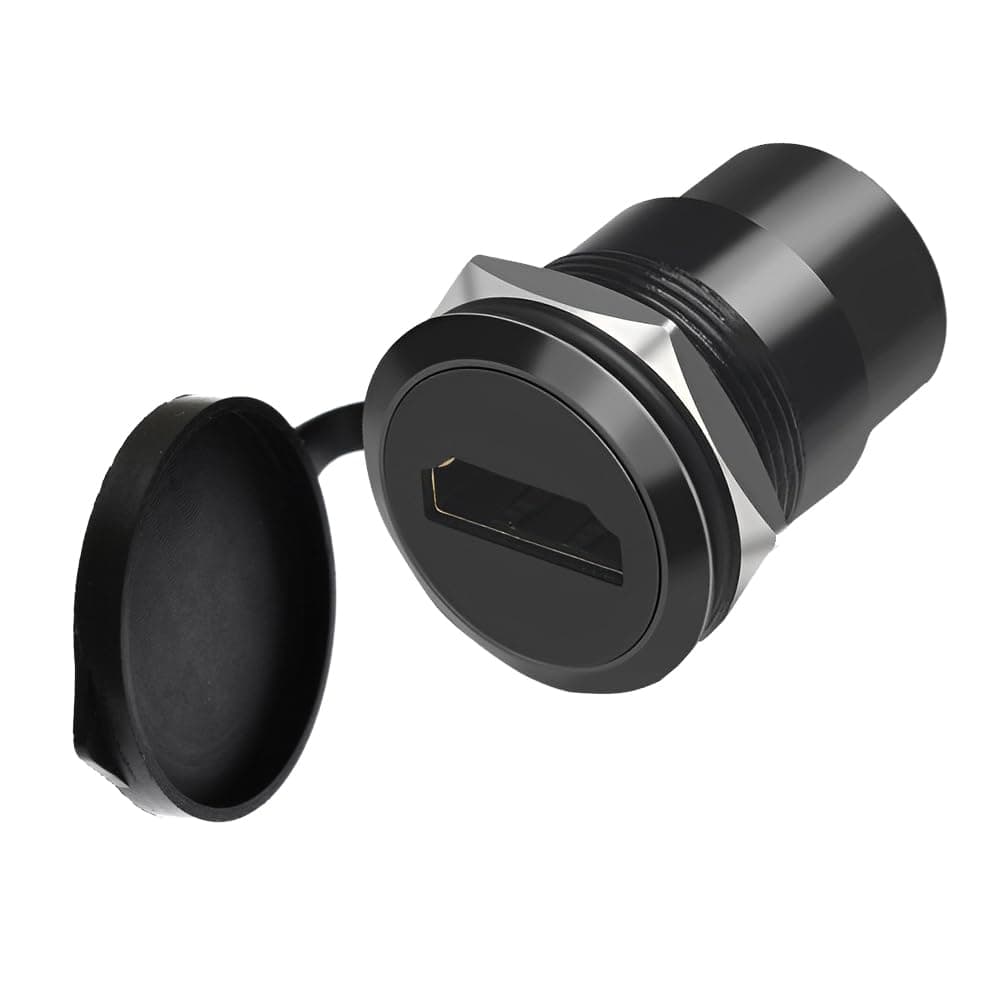 HDMI Panel Mount Adapter 4K@60Hz - Female-to-Female Threaded Connector, with Anti-Loosening Gasket and Waterproof Cover, Ideal for Car, Dashboard and Device Panels