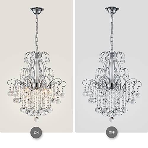 WUZUPS Crystal Chandelier 5-Light Pendant Ceiling Light Modern Lighting Fixture for Bedroom Hallway Bar Kitchen Bathroom, H 57 x W 50, E14 Base, Chrome