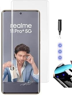 NISHTECH Advanced HD+ Curved UV Tempered Glass Screen Protector Designed for Realme 11 Pro, Realme 11 Pro plus || Full Screen Coverage with Easy Installation Kit (Anti-Scratch)