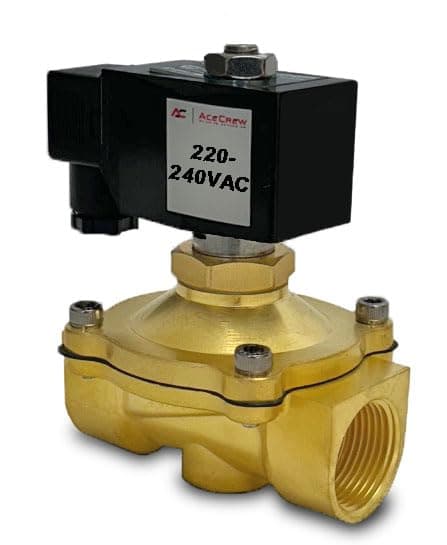 AceCrew Electromagnetic Brass Solenoid Valve 1 inch NPT thread, Normally Closed 220V, 240V AC - flow control valve for fluid, gas & air